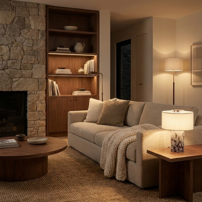 Amalfi Portable Table Lamp in Stone and Linen