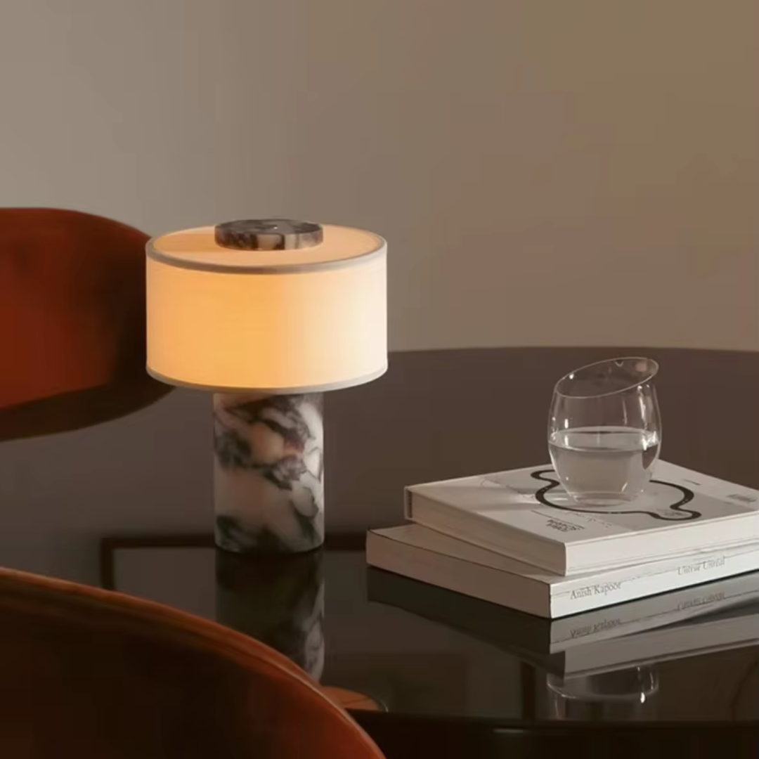 Amalfi Portable Table Lamp in Stone and Linen