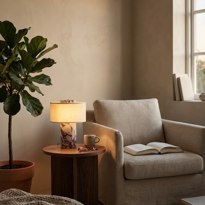 Amalfi Portable Table Lamp in Stone and Linen