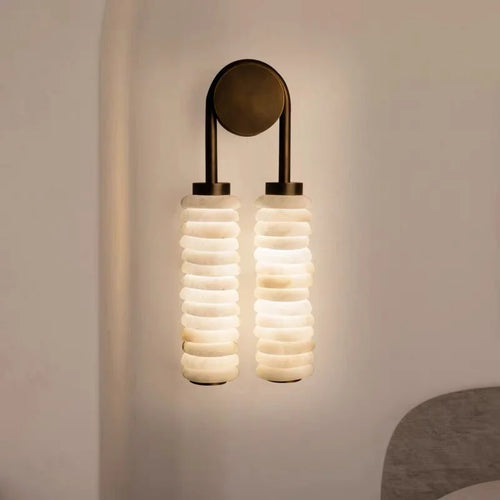 Arch Natural Marble and Steel Wall Lamp