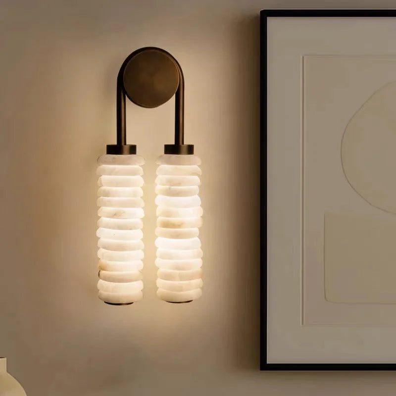 Arch Natural Marble and Steel Wall Lamp