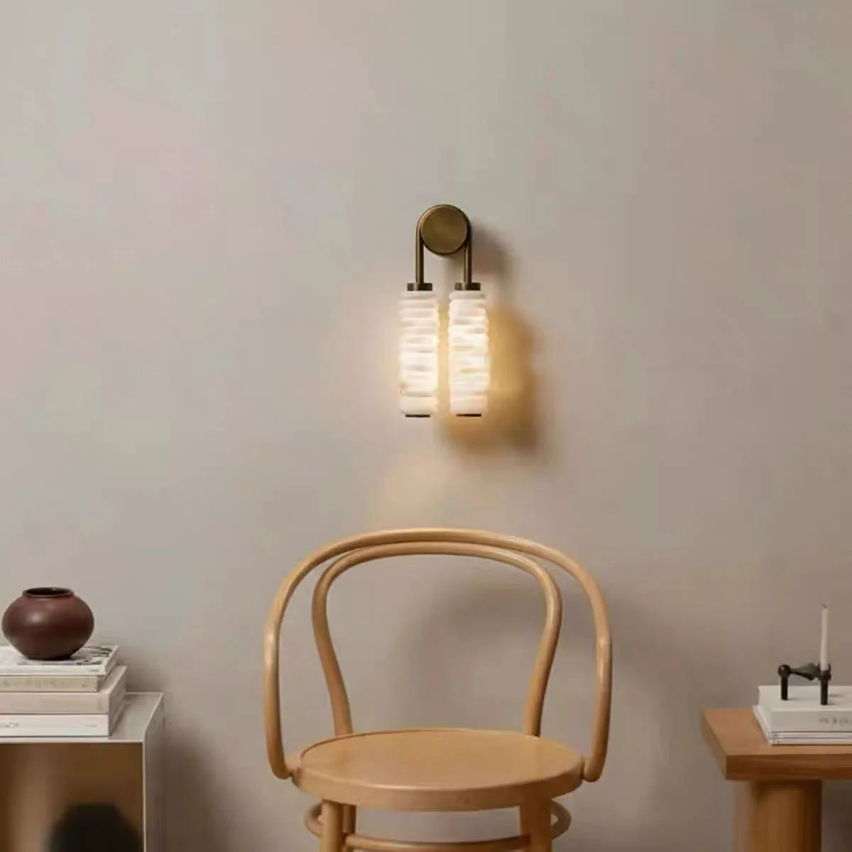 Arch Natural Marble and Steel Wall Lamp