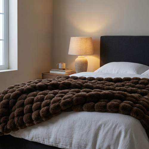 Arctic Plush Faux Rabbit Fur Throw Blanket