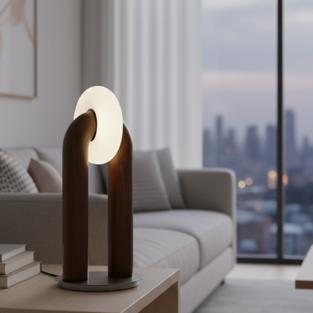 Ash Wood Touch Control Table Lamp