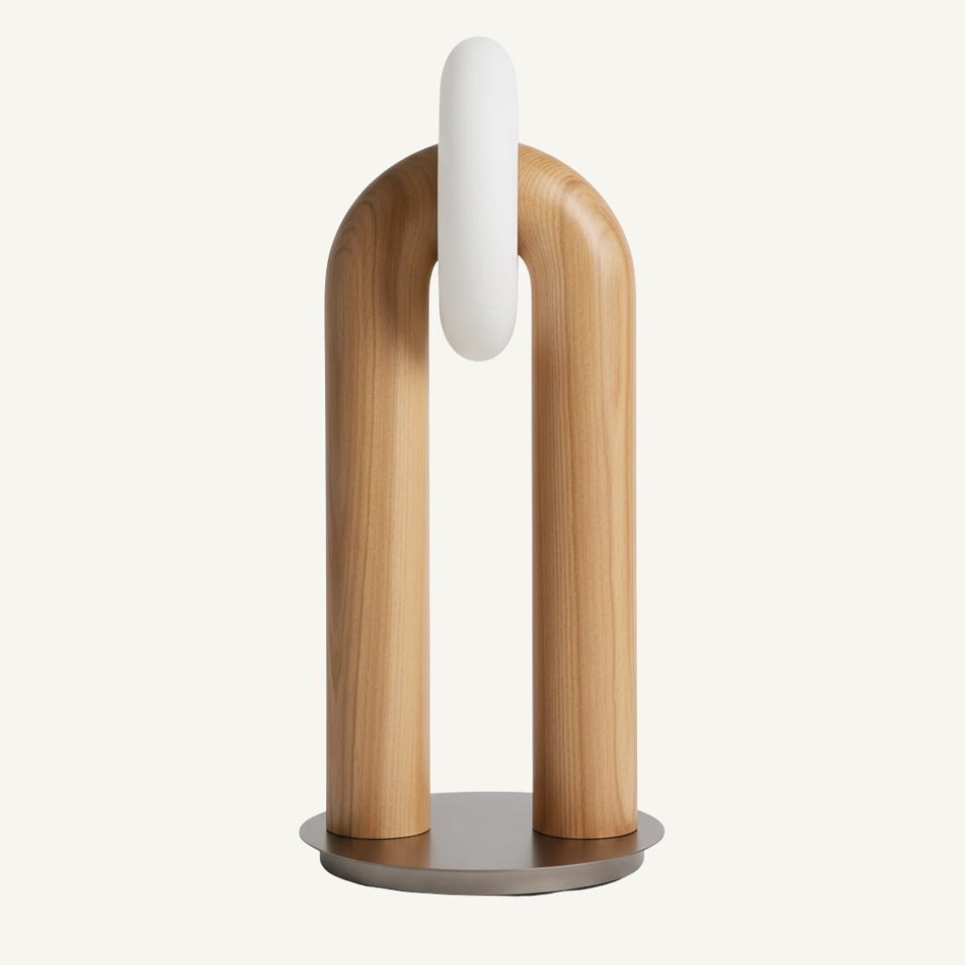 Ash Wood Touch Control Table Lamp