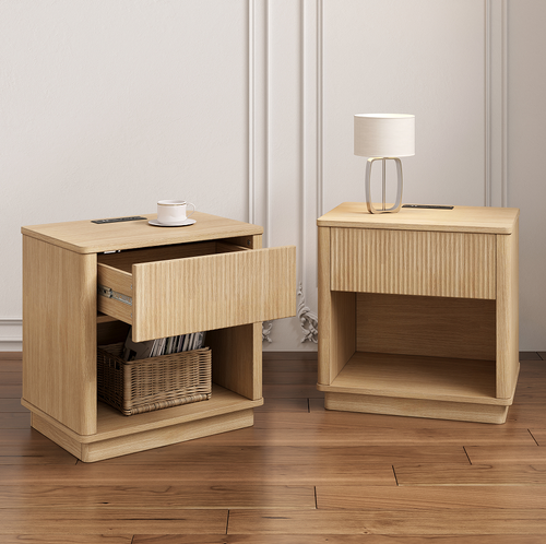 Aspen Smart Wood Nightstand with Charging Station