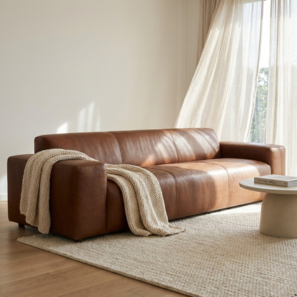 Aurelia Modern Luxe 3-Seat Leather Sofa