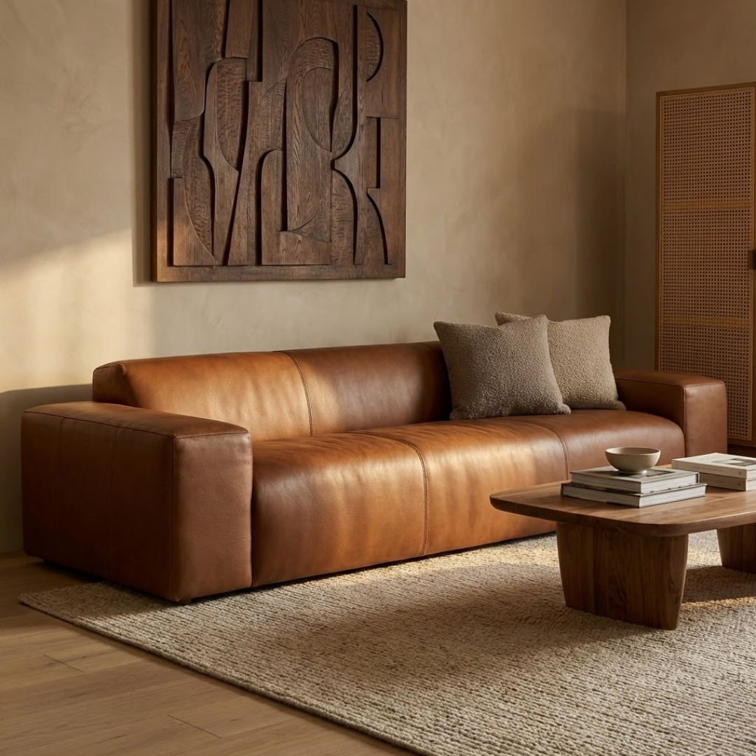 Aurelia Modern Luxe 3-Seat Leather Sofa