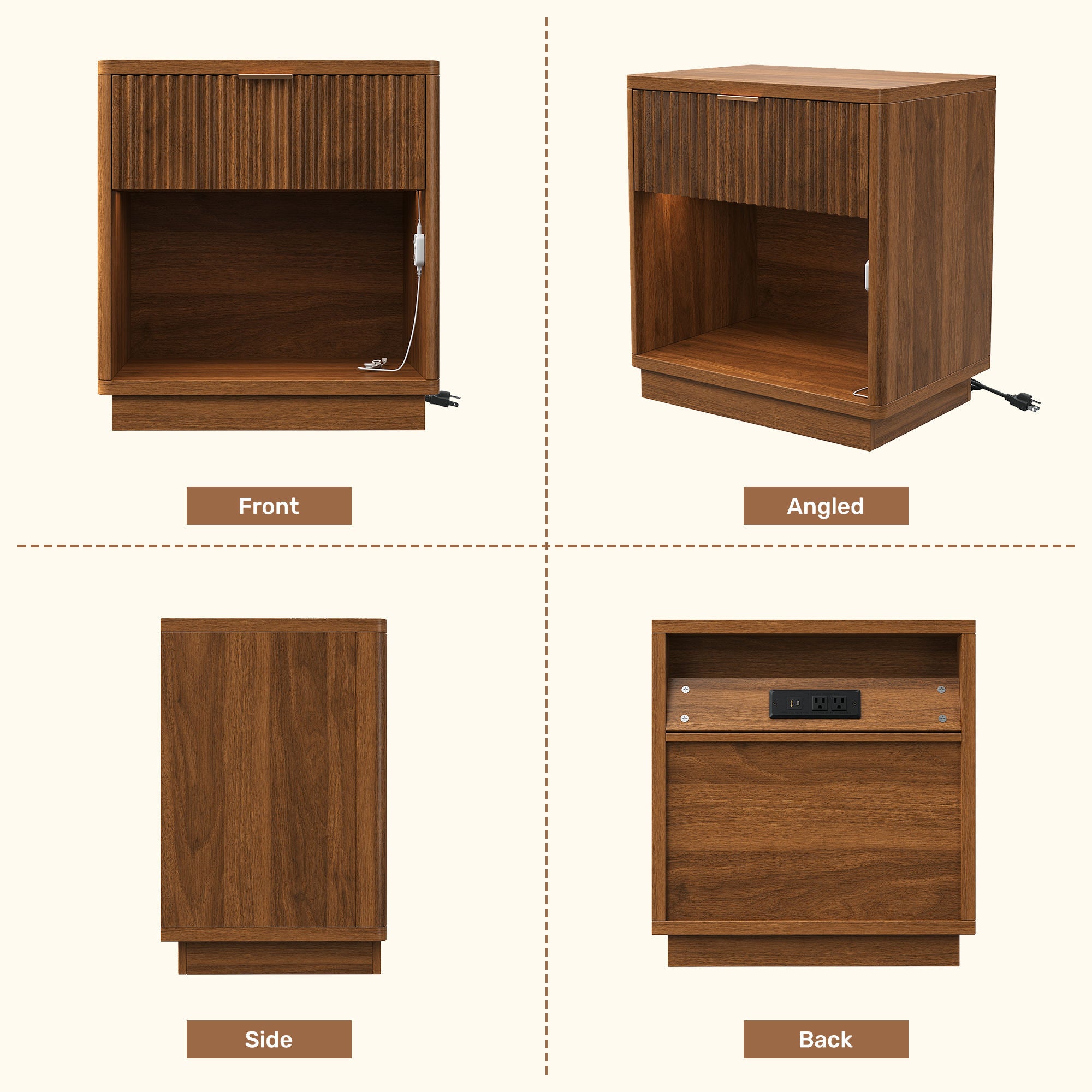 Aurora Multi-Functional LED Nightstand