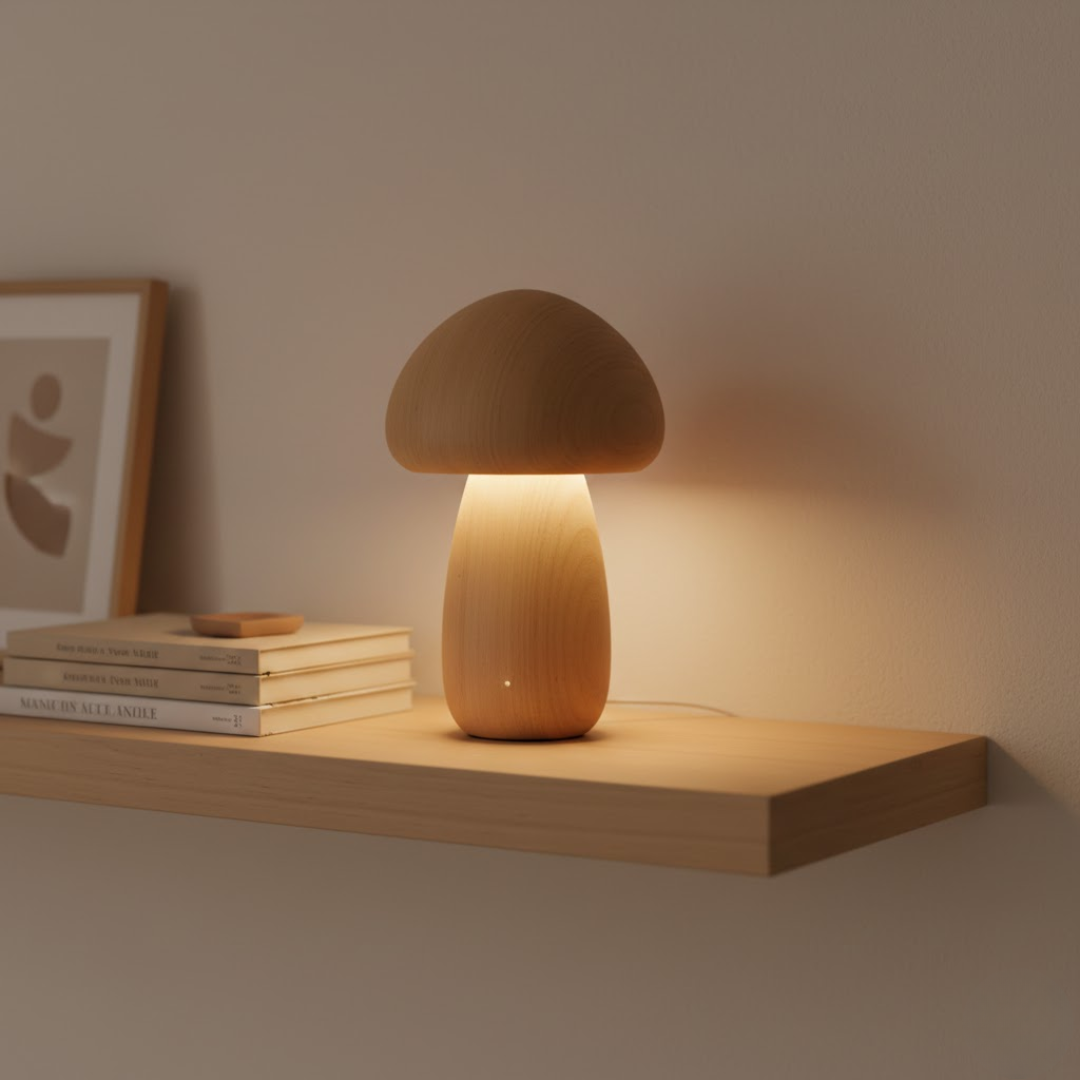 Aurora Wooden Mushroom LED Table Lamp