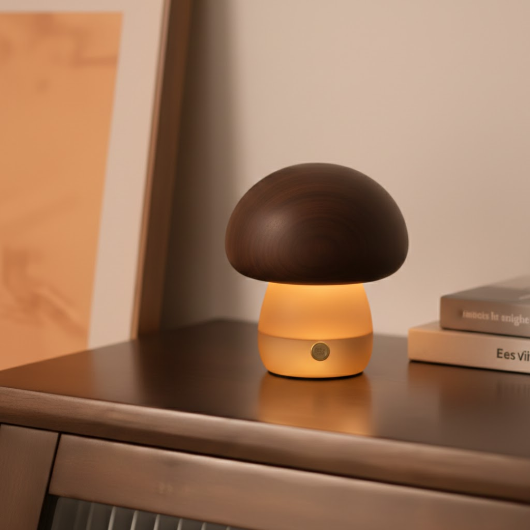 Aurora Wooden Mushroom LED Table Lamp