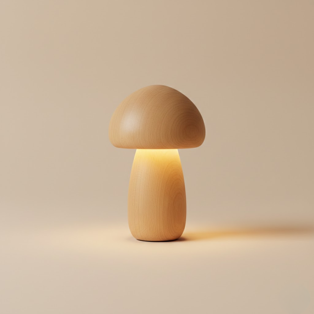 Aurora Wooden Mushroom LED Table Lamp