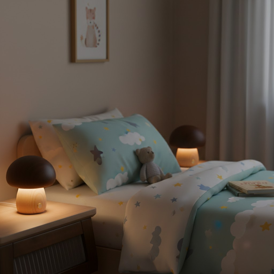 Aurora Wooden Mushroom LED Table Lamp