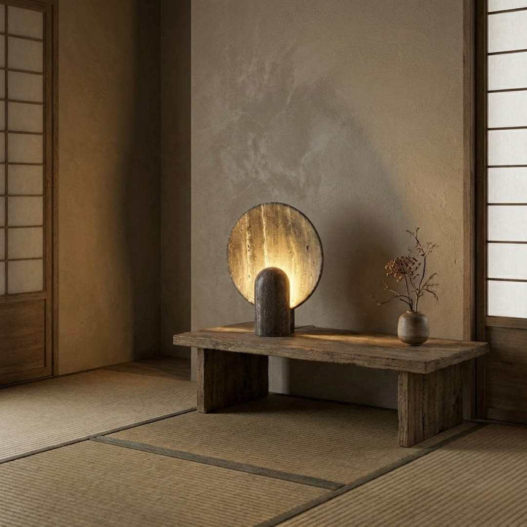 Bergen Grey Travertine Table Lamp