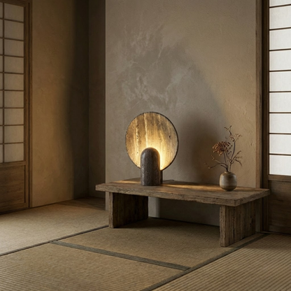 Bergen Grey Travertine Table Lamp