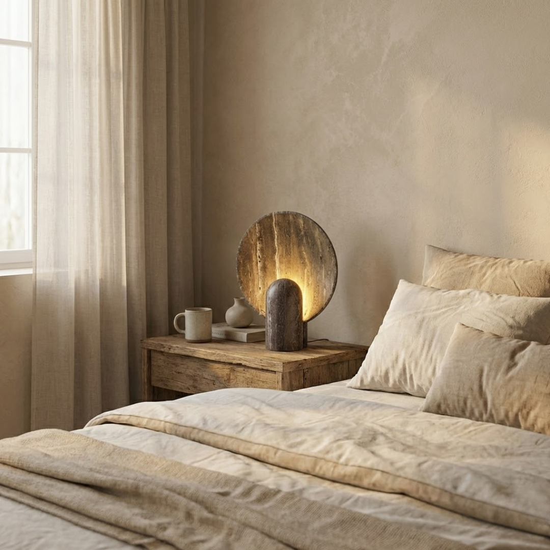 Bergen Grey Travertine Table Lamp