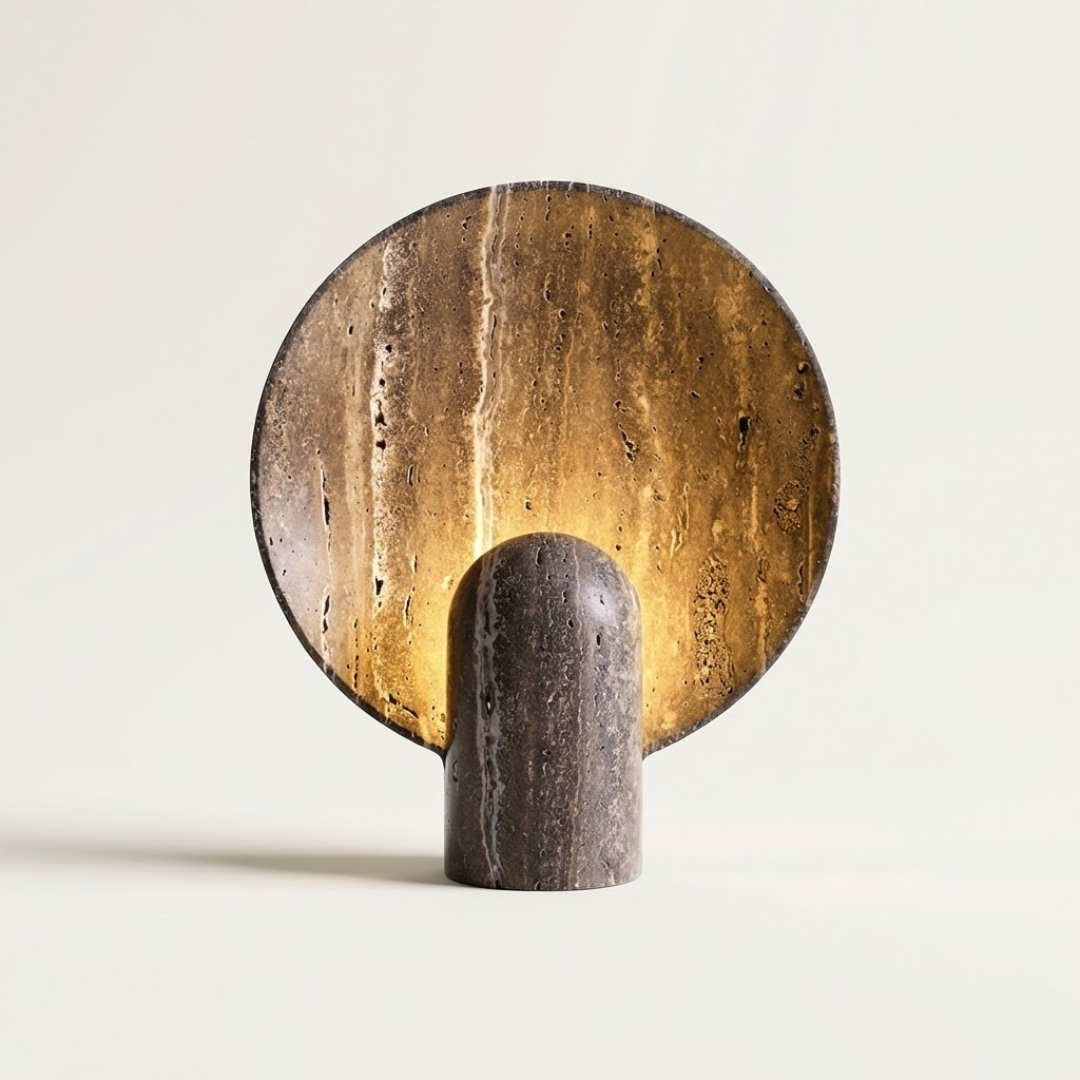 Bergen Grey Travertine Table Lamp