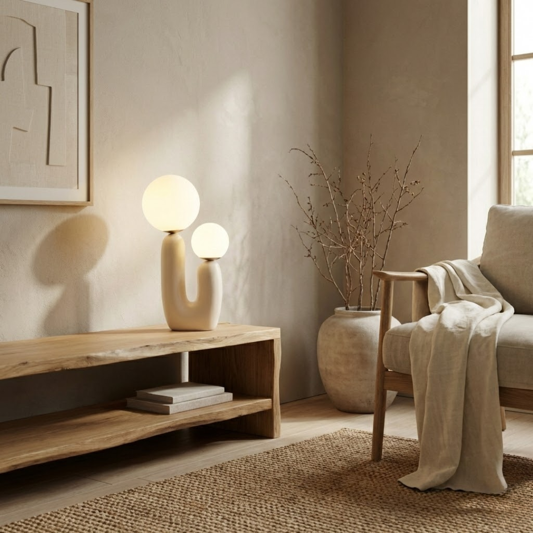 Blush Nordic Glass Globe Table Lamp