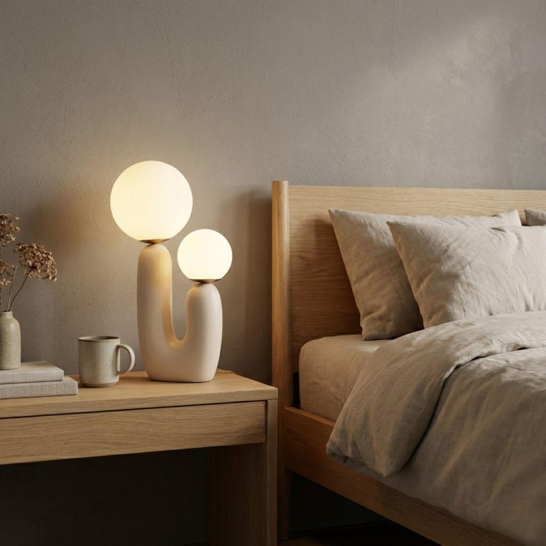 Blush Nordic Glass Globe Table Lamp