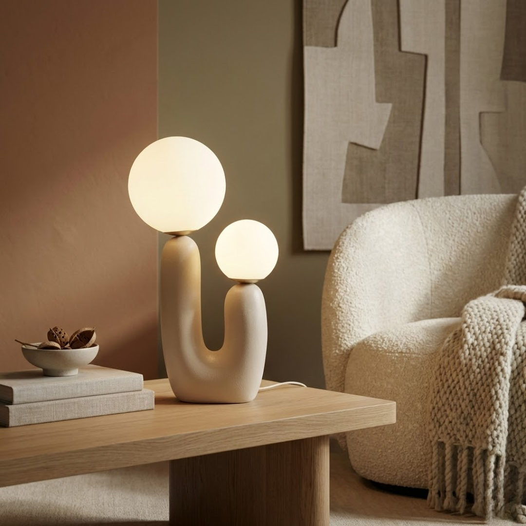 Blush Nordic Glass Globe Table Lamp