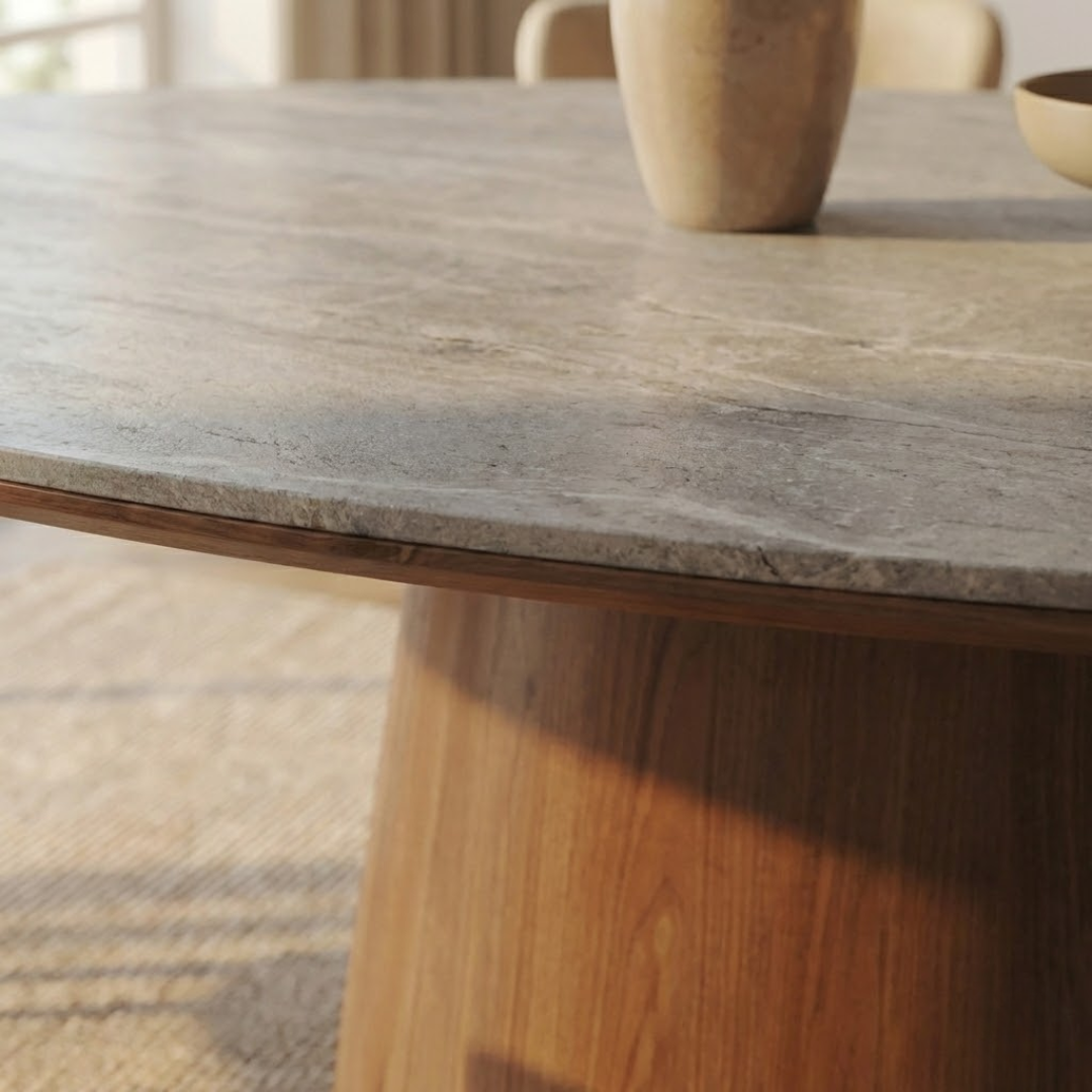 Bordeaux French Retro Oval Stone Dining Table