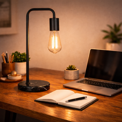 Brooklyn Industrial Black Metal Reading Lamp with Cylindrical Shade