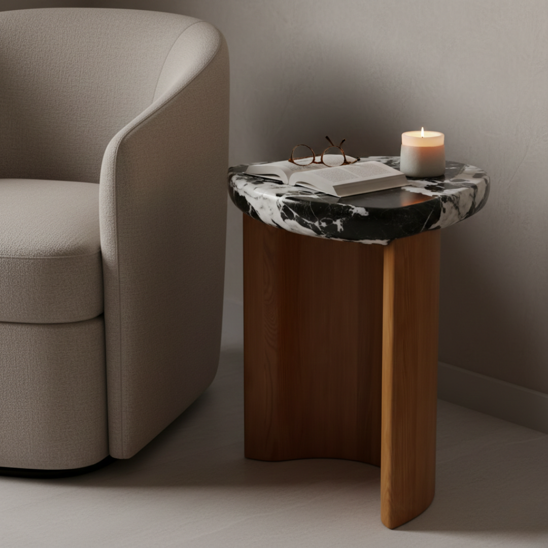 Capri Nordic-Italian Travertine Sculptural Coffee Table