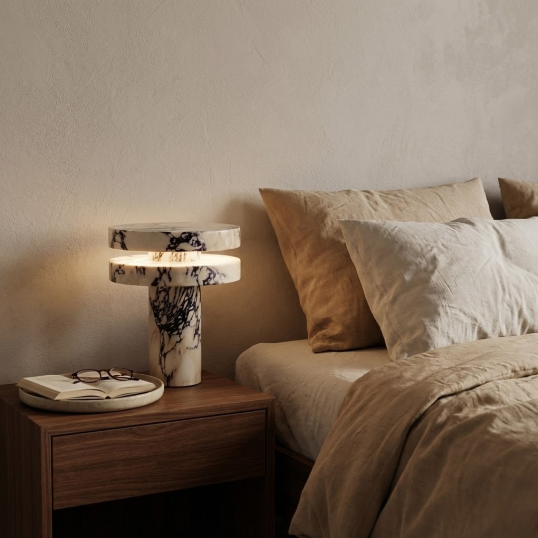 Carrara All-Marble Violin Table Lamp