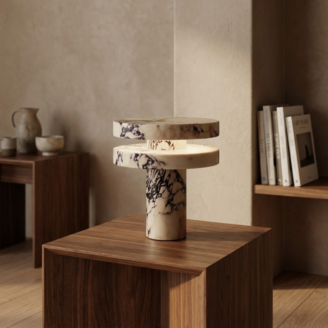 Carrara All-Marble Violin Table Lamp