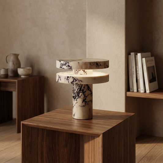 Carrara All-Marble Violin Table Lamp