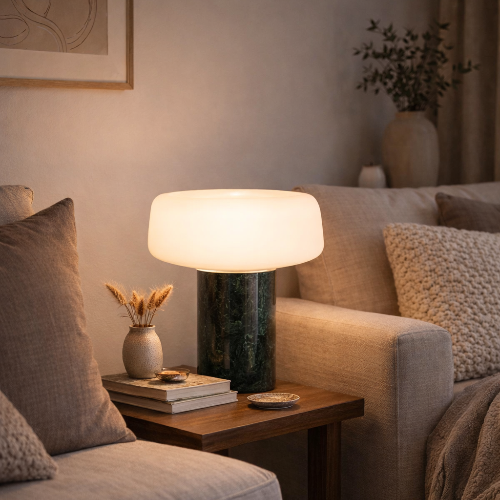 Carrara Designer Marble Dome Lamp with Museum-Quality Presence