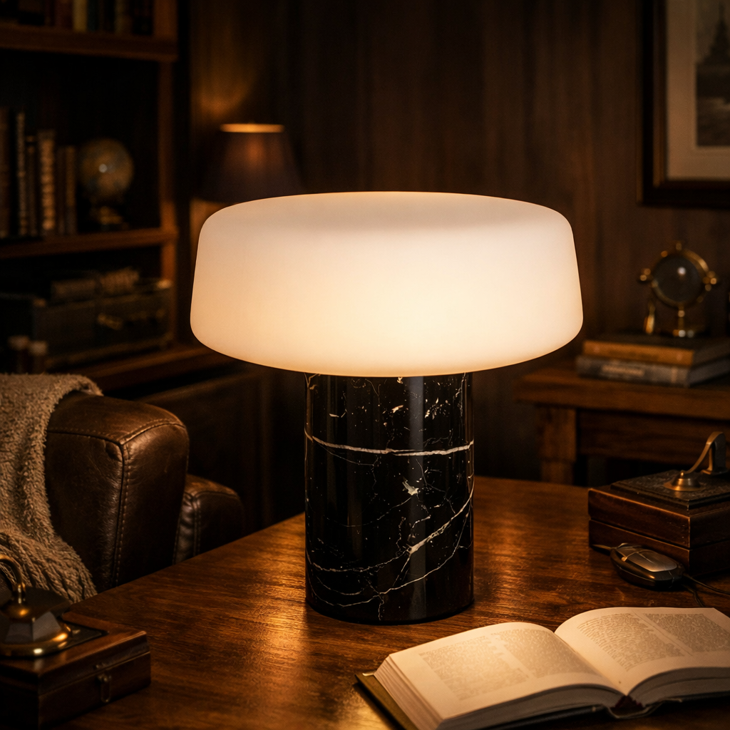 Carrara Designer Marble Dome Lamp with Museum-Quality Presence