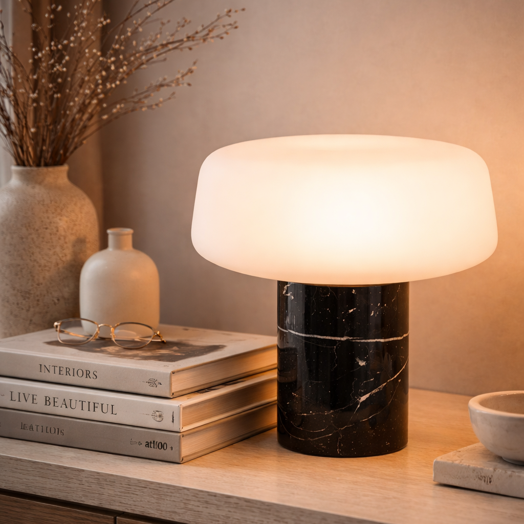 Carrara Designer Marble Dome Lamp with Museum-Quality Presence