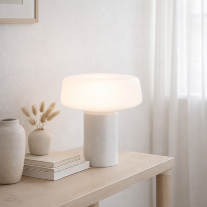 Carrara Designer Marble Dome Lamp with Museum-Quality Presence