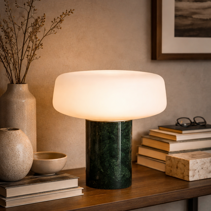 Carrara Designer Marble Dome Lamp with Museum-Quality Presence