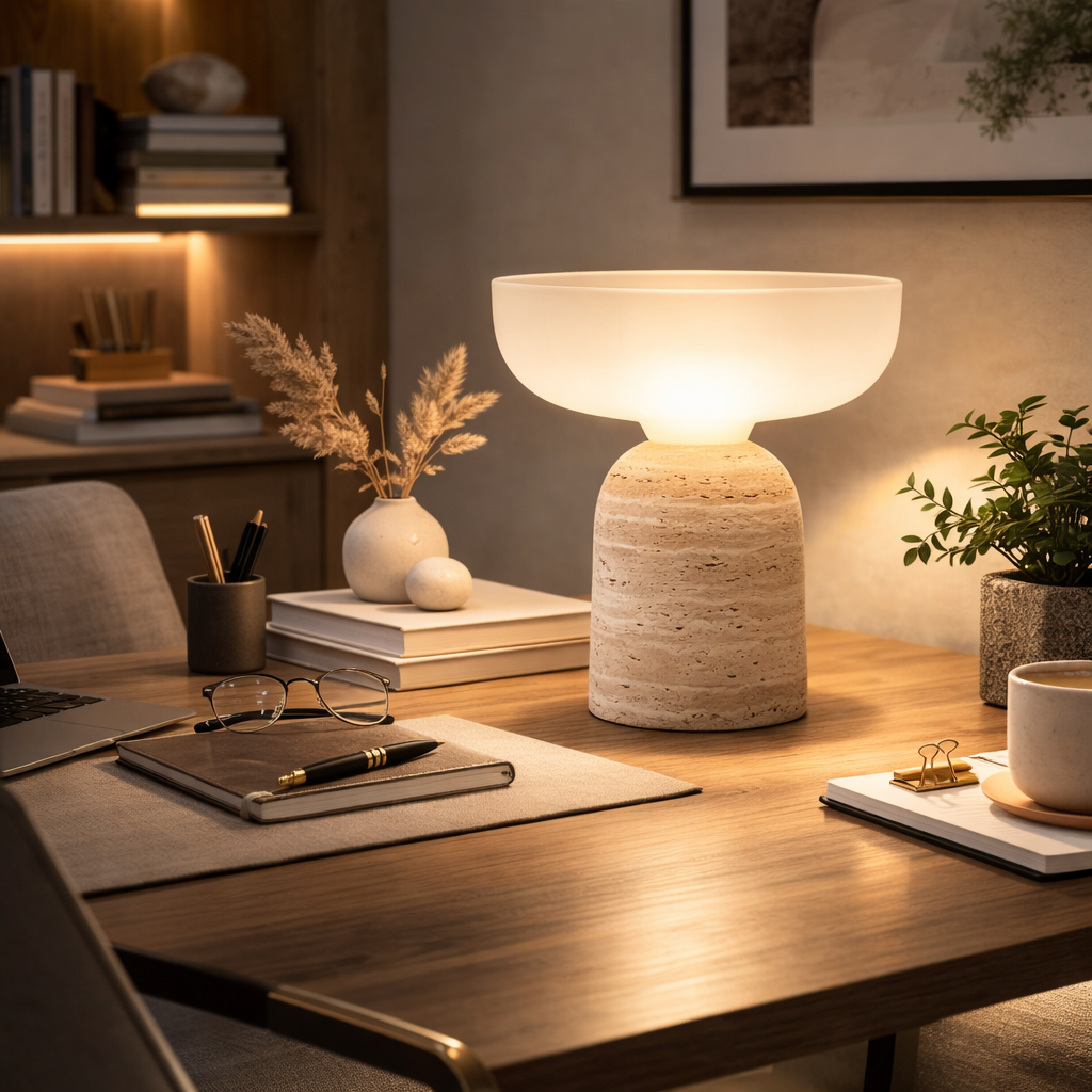 Aalborg Danish Marble Mushroom Bedside Lamp