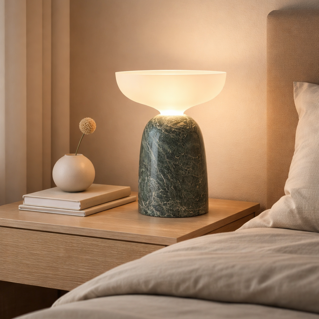 Aalborg Danish Marble Mushroom Bedside Lamp
