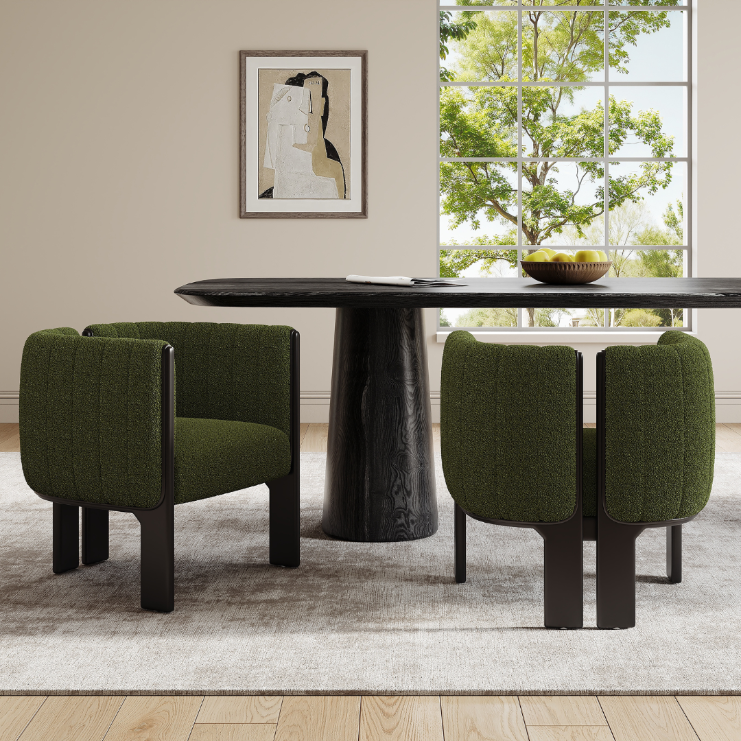 Como Bouclé Upholstered Dining Chair Set of 2
