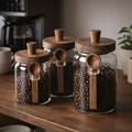 Copenhagen Airtight Glass Storage Jar Set with Bamboo Lids & Spoons