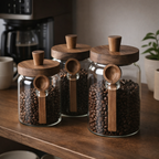 Copenhagen Airtight Glass Storage Jar Set with Bamboo Lids & Spoons