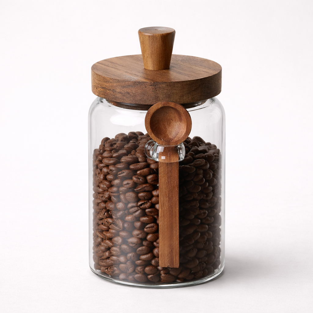 Copenhagen Airtight Glass Storage Jar Set with Bamboo Lids & Spoons