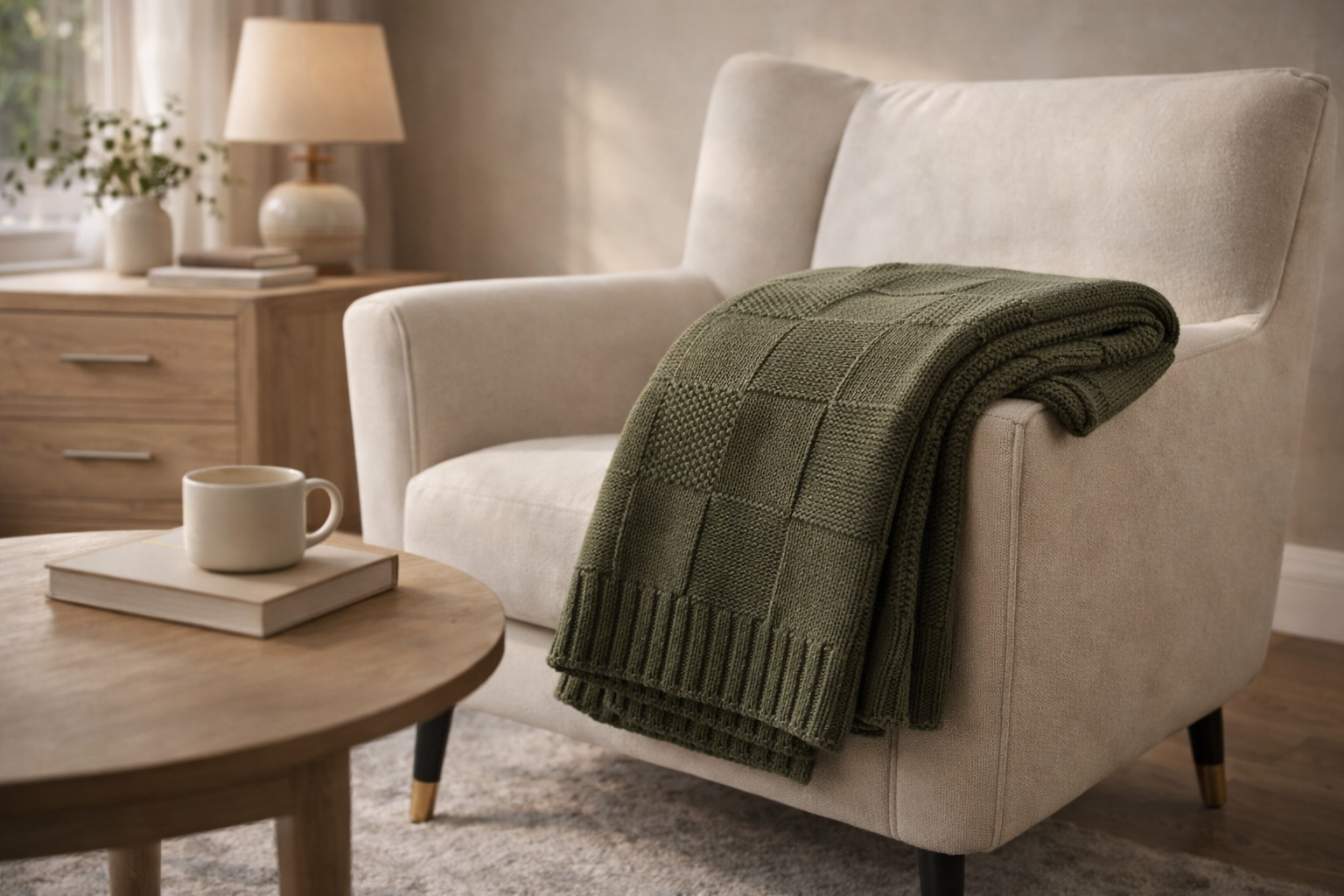 Copenhagen Checkered Knit Throw Blanket