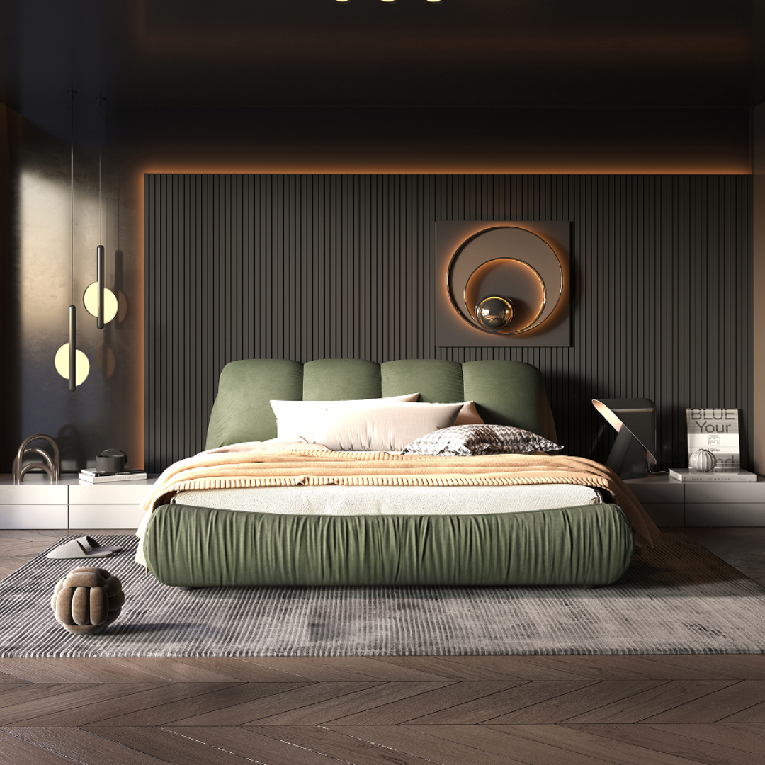 Copenhagen Modern Queen Platform Bed with Oversized Tufted Headboard