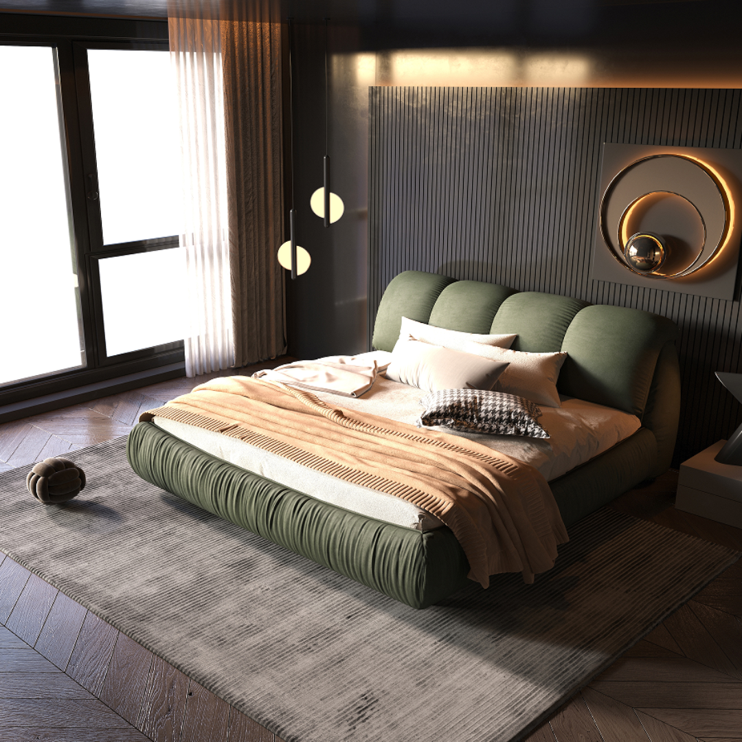 Copenhagen Modern Queen Platform Bed with Oversized Tufted Headboard