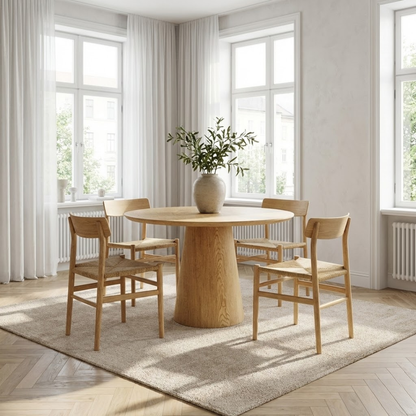 Copenhagen Oak Pedestal Round Dining Table