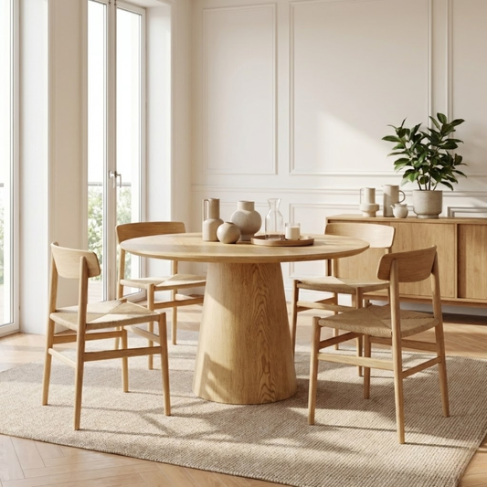 Copenhagen Oak Pedestal Round Dining Table