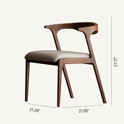 Nordic Walnut Solid Wood Dining Chair with Leather Cushion