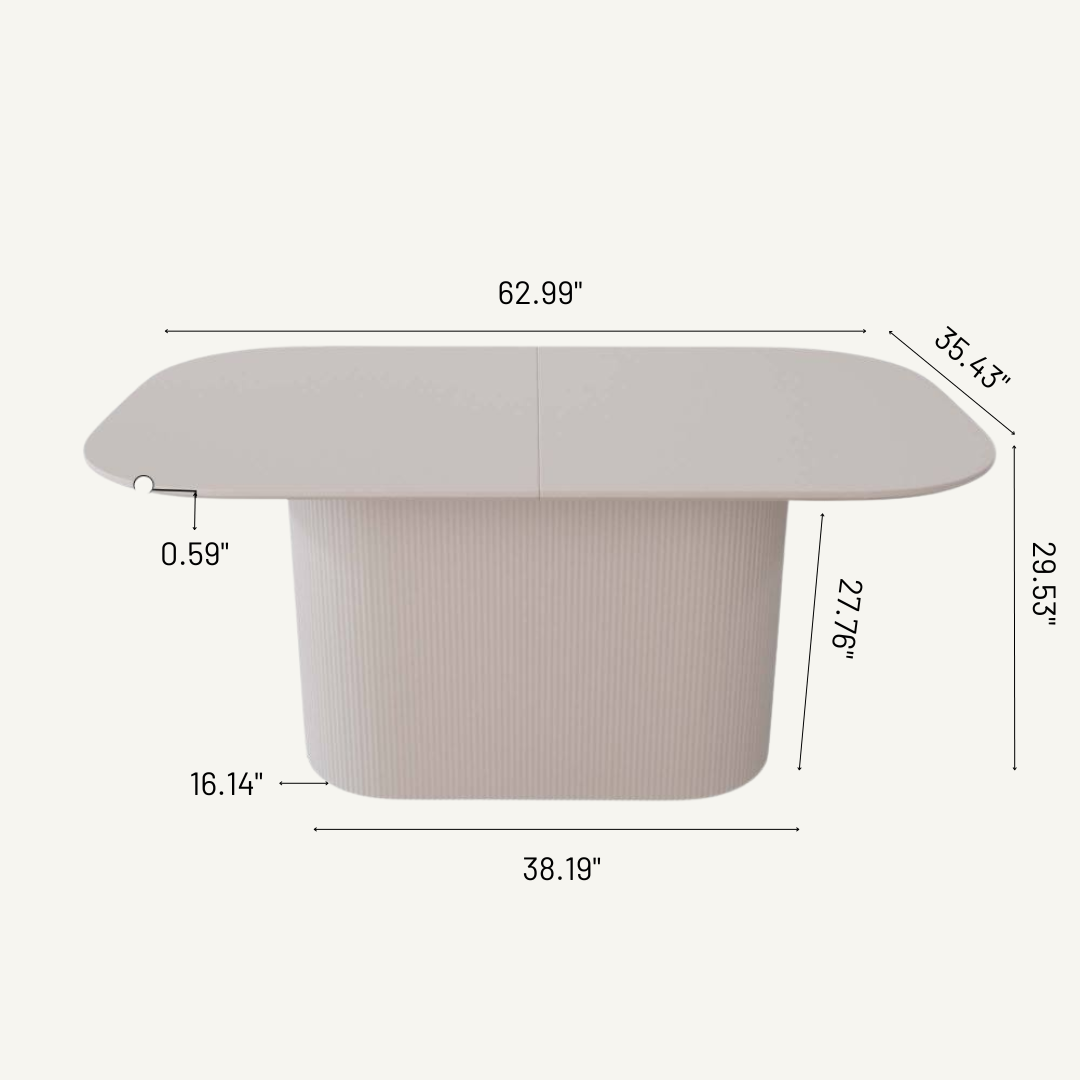 Riviera Fluted Wood Dining Table in White