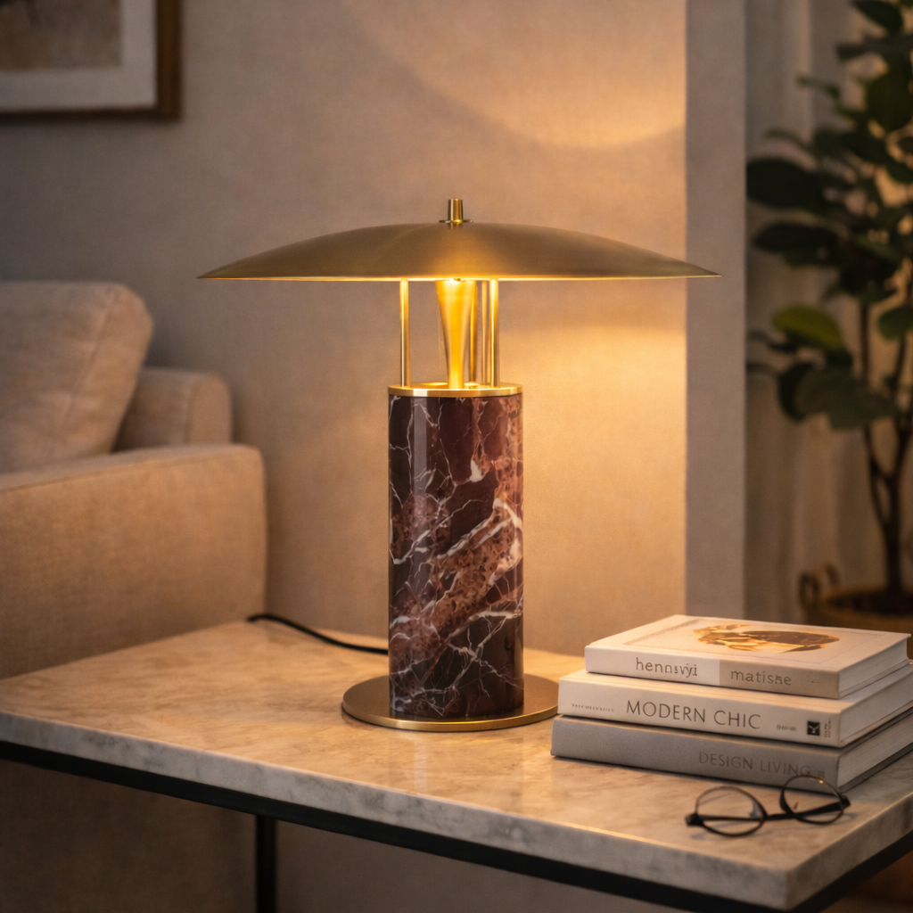 Dubai Opulent Marble & Brass Sculpture Lamp