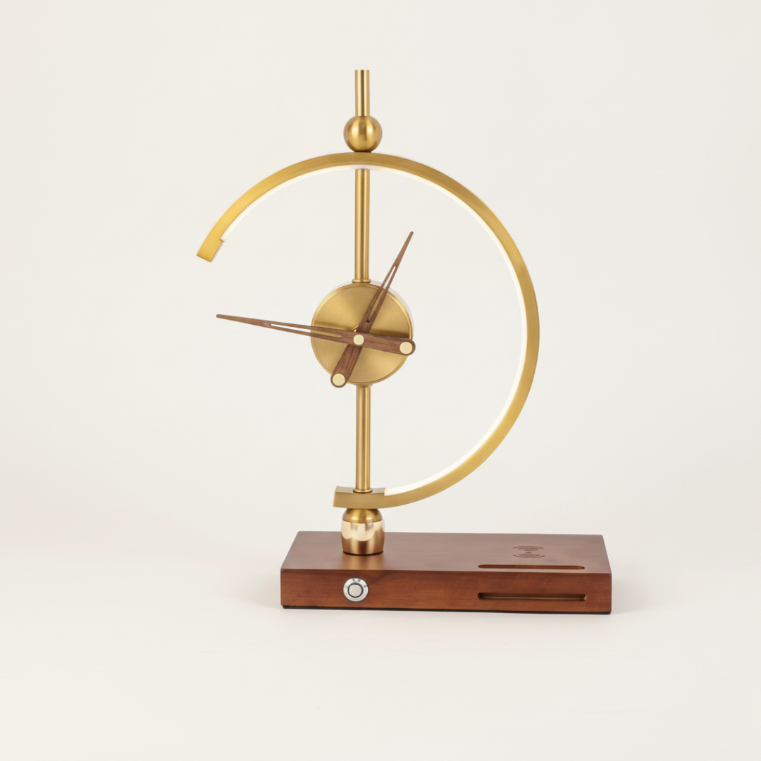Edison Retro Clock Table Lamp with Wireless Charging